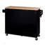 Îlot de cuisine roulant avec rangement, chariot de cuisine avec plateau en bois d'hévéa, 2 tablettes coulissantes et support de rangement interne, îlot de cuisine sur roulettes, îlot de cuisine-1554960102