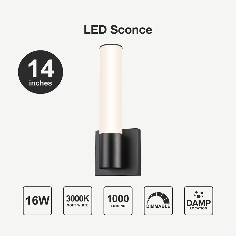 Asela Dimmable LED Vanity Light, Black