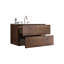 Meuble-lavabo mural en noyer de 30 po avec lavabo en céramique avec trois trous de robinet, grand meuble-lavabo flottant de rangement pour salle de bain moderne, lavabo une pièce sans drain, pré-assemblé