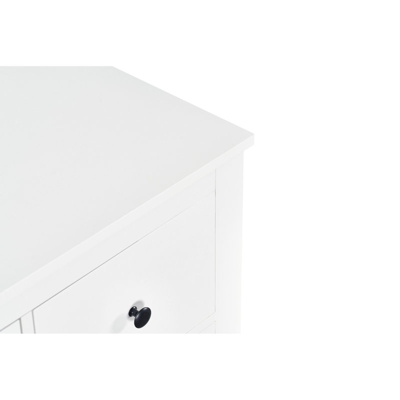 Commode blanche moderne à 9 tiroirs, idéale pour la table d'entrée, bois d'ingénierie, surface contemporaine imperméable, surface principale, surface lisse, texture lisse, beaucoup de rangement