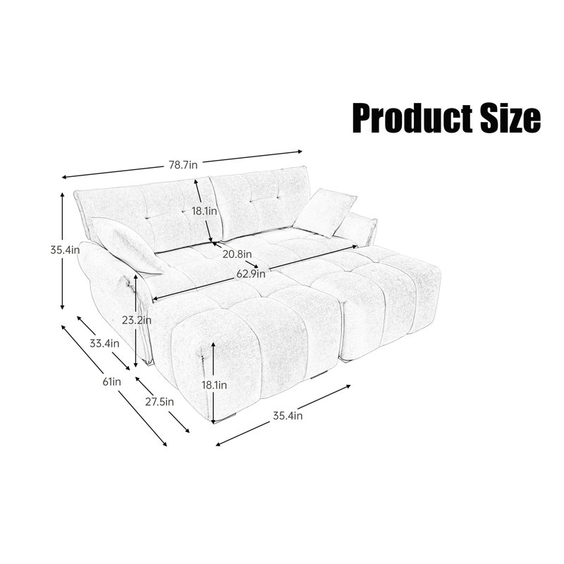 2-seater Sofa Set With 2 Ottomans, Green