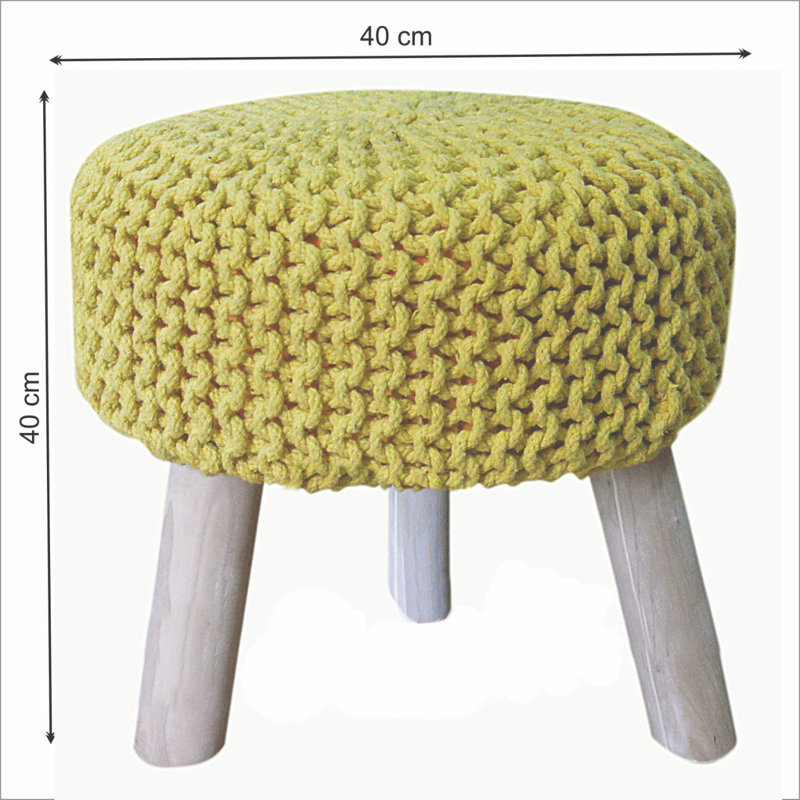 Youenn Solid Wood Accent Stool, Yellow