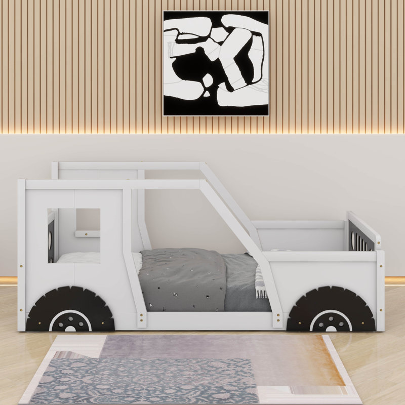 Lit plateforme simple avec roulettes Classic, Blanc