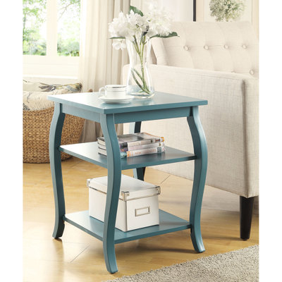Table d'appoint à pieds carrés avec tablettes ouvertes à 2 niveaux, pieds en bois, plateau supérieur de 40 lb, tablette de 10 lb, tablettes et rangement de 18 po x 18 po x 23 po, poids limité,