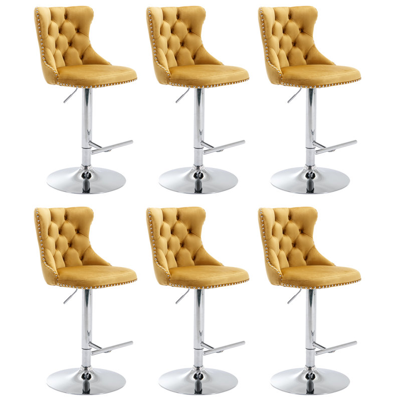 Tabouret de bar pivotant à 360 ° en velours Kaleyll pour îlot de cuisine Kaleyll, Argent, Noir