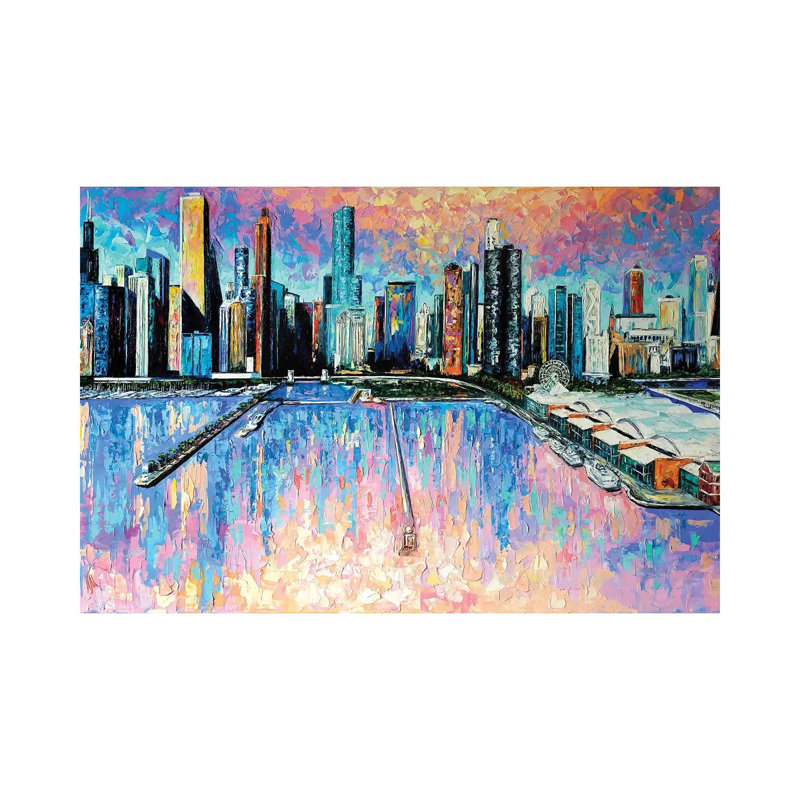 Chicago Skyline by Natasha Mylius - Wrapped Canvas Gallery-Wrapped Canvas Giclée, 20.32 cm H x 30.48 cm W