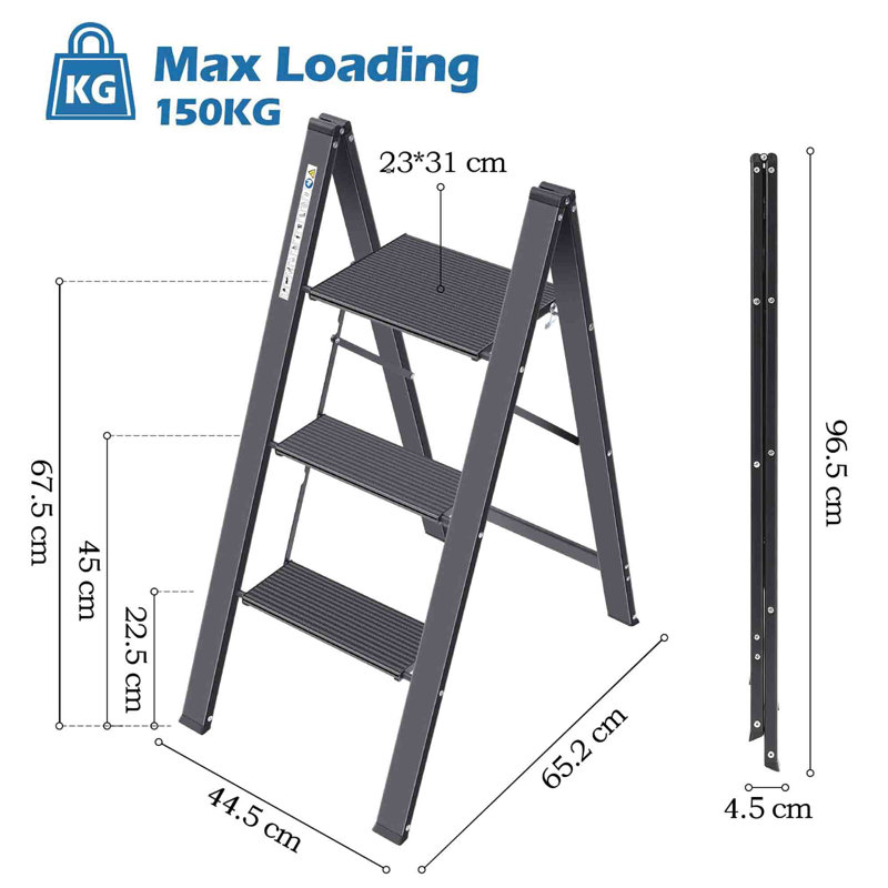 Aluminium Step Ladder, Black