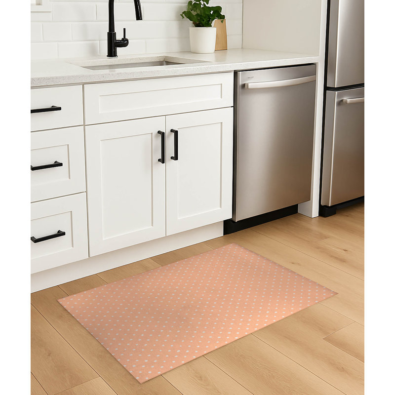 Tapis de cuisine léger antidérapant Leo, Rectangulaire 3 pi x 5 pi, Pêche