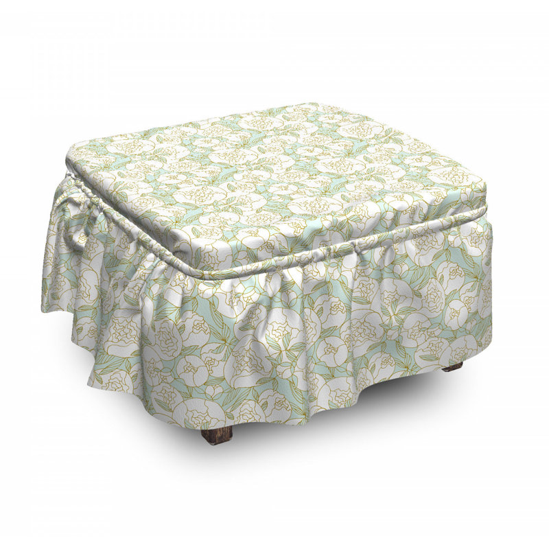 Housse pour repose-pieds pivoines