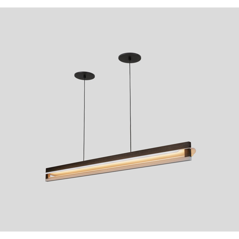 Nubis Linear Pendant - Dark Stained Walnut - Black Canopy - Split Canopy - Integrated LED - 4000K, 2700 K