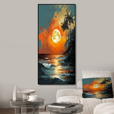 Coucher de soleil sur la côte au paradis I - art mural minimaliste côtier