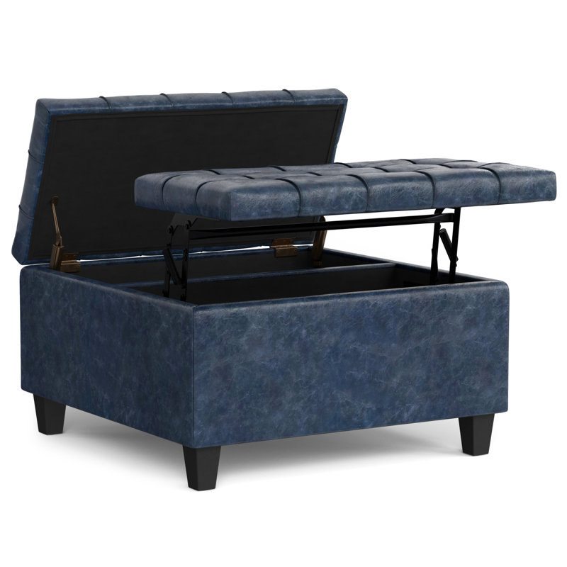 Table basse avec repose-pieds Harrison, H 16,5 po x L 30 po x l 30 po, Bleu