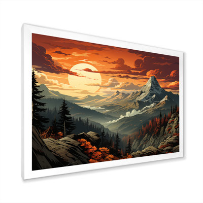 «Yellow Lakeside Mountain Sunset Wonderland III», art mural forêt et rivière