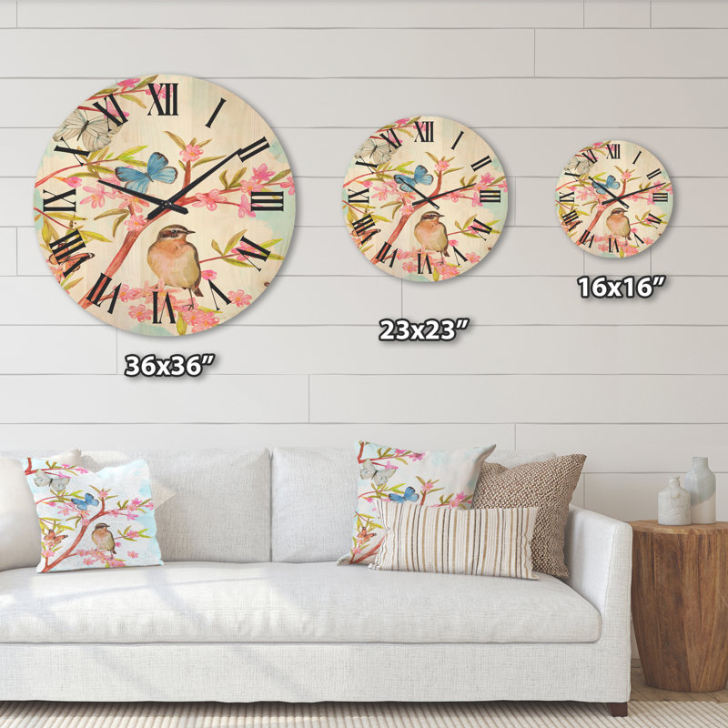Horloge murale en bois Clever Bird, Grand
