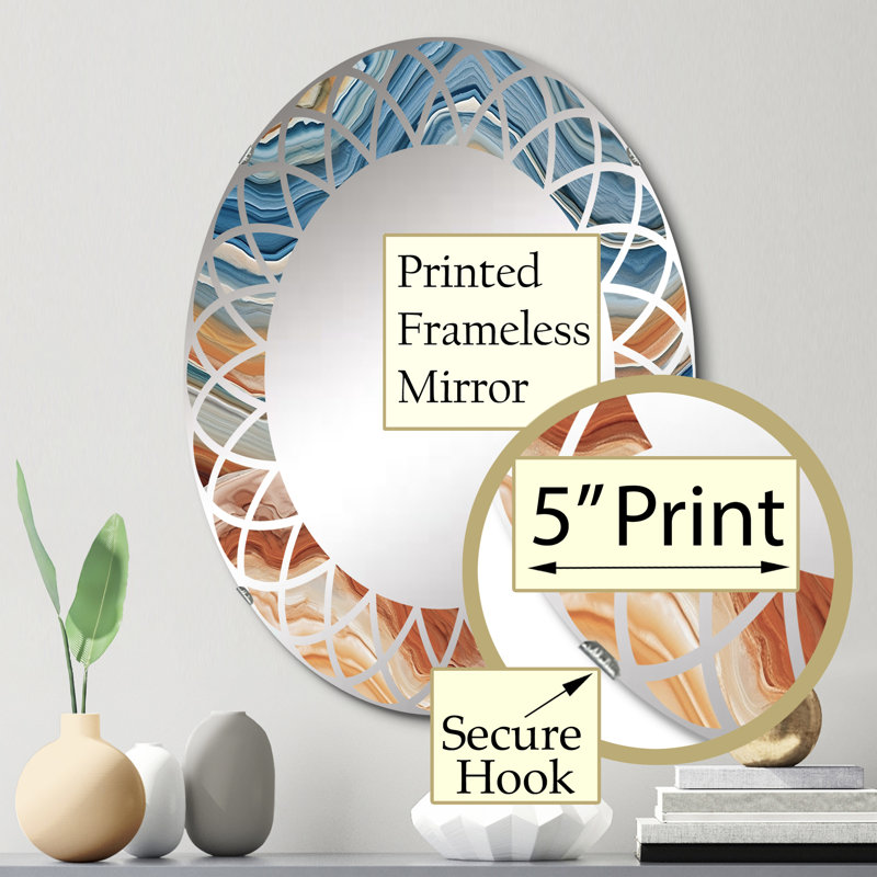 Seposer les couches de la pierre marbrée III - Miroir mural moderne ovale, 30 po x 20 po