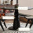 Retro Black Round Solid Wood Dining Table-1475132702