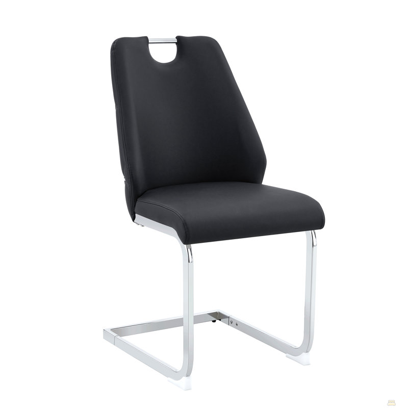 Ensemble de 2 chaises de salle à manger en similicuir, 2, Noir