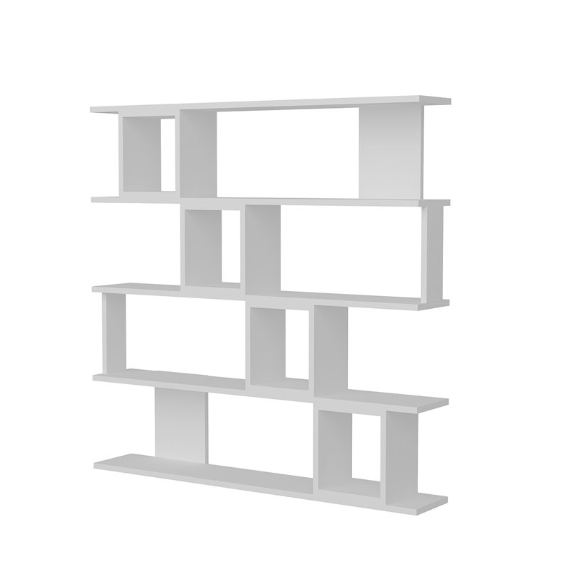 Bibliothèque moderne blanche, 47,2 po x 47,2 po x 7,7 po | 100% panneau de particules enduit de mélamine, épaisseur: 0,7 pouce | Nombreuses tablettes, conception à fixation murale | Solution de rangement élégante et peu encombrante pour la maison ou le bureau