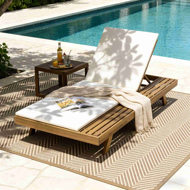 Ensemble de chaises longues, Crème, Brun pâle