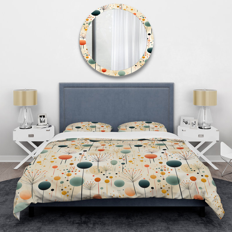 Simplicity In Scandinavian Flowers VI - Ensemble de housse de couette géométrique - Polyester microfibre