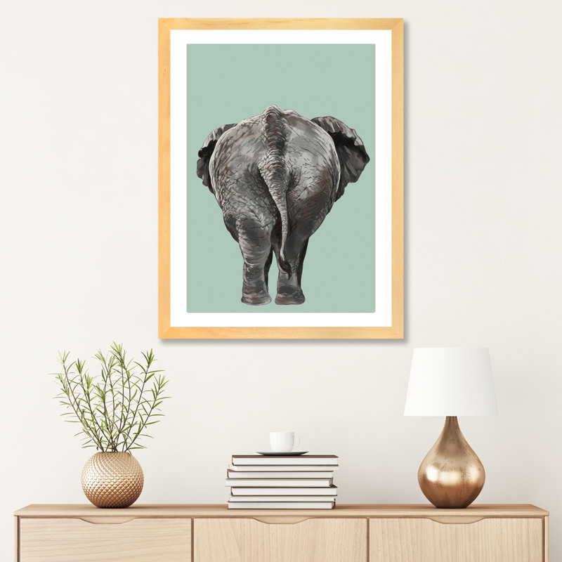 Art de bout éléphant, Papier encadré naturel, H 32 po x l 24 po x P 1 po