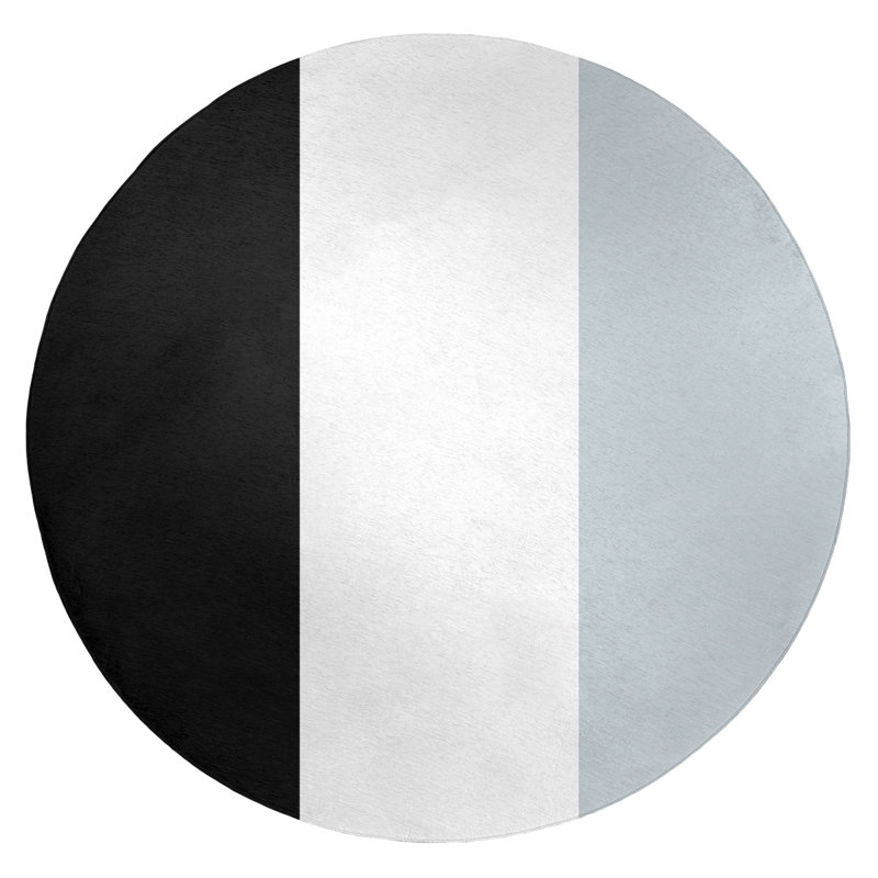 Tapis noir/argent rayé, Rond 5 pi