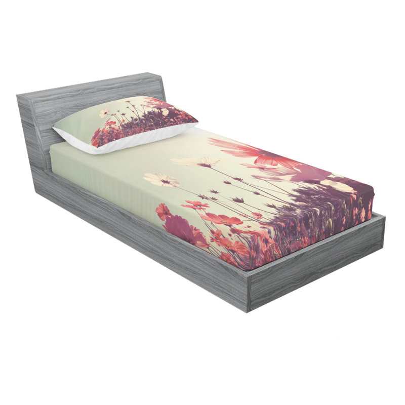 Ensemble de draps floraux Flower Garden, Ensemble de draps pour lit simple TG avec drap-hou