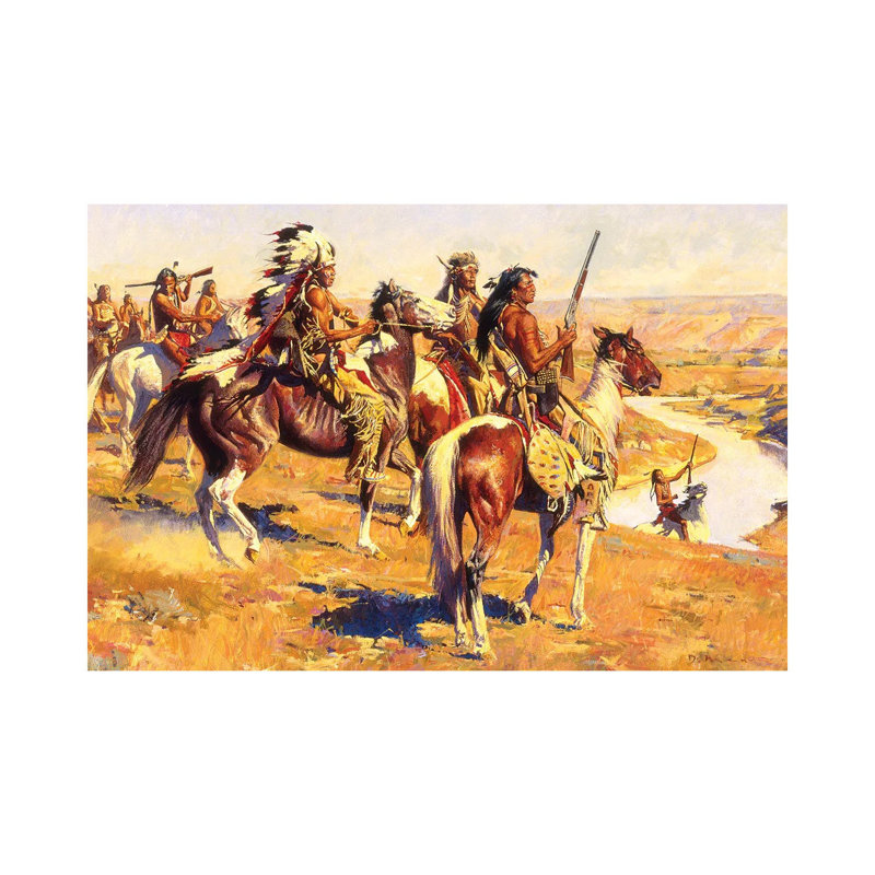 «War Party» par David Mann - peinture sur toile tendue, H 8 po x l 12 po x P 0,75 po
