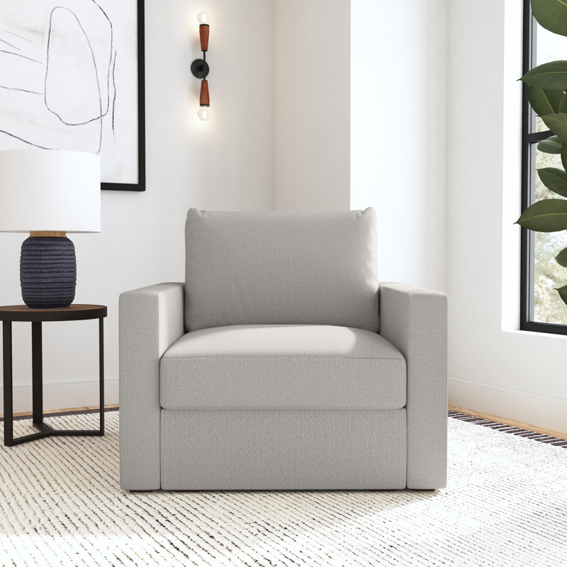 Flex 49" Polyester Modular Wide Arm Armchair, Frost Light Gray Polyester Blend, 37" H x 41" W x 38" D