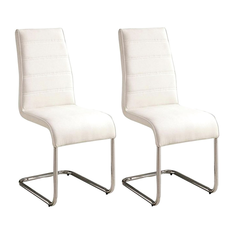 2 chaises d'appoint modernes rembourrées blanches, pieds en métal, utilisation de 2 chaises contemporaines avec pieds pour la salle à manger