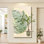 Art mural rectangulaire en bois manufacturé crème et vert