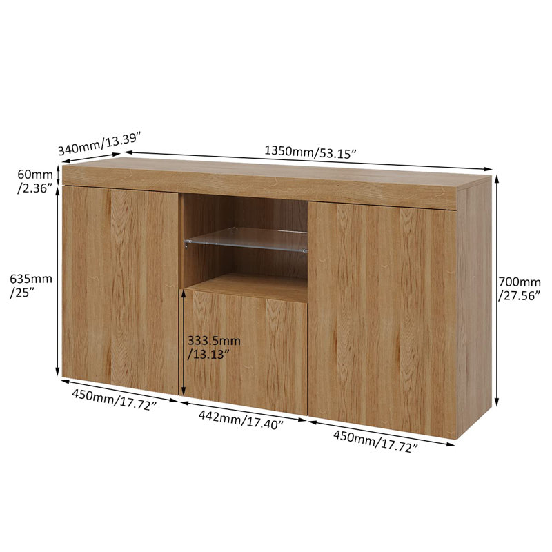 Fayeth 135Cm Wide Sideboard, Beige