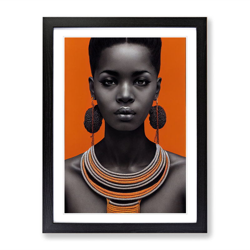 The Resplendent Woman - Single Picture Frame Painting, 64cm H x 46cm W x 2cm D, Black