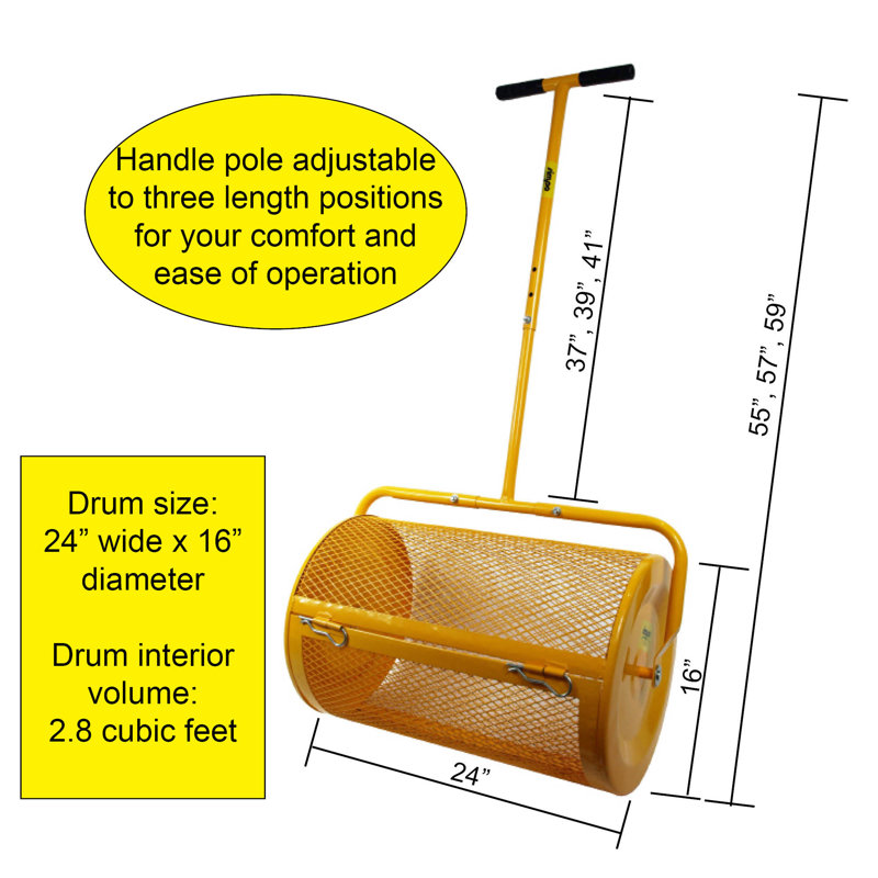 SIMPO Peat Moss Spreader, Compost Spreader, Lawn & Garden Spreader, 24" x 16"