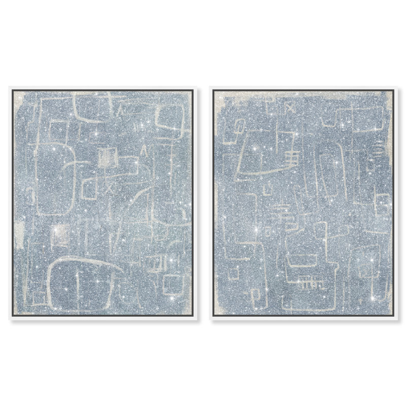 Lines and Ideas Set Canvas Abstract Print by Oliver Gal, Black Frame, 16 x 20, 37"H x 46"W, White Floater Frame