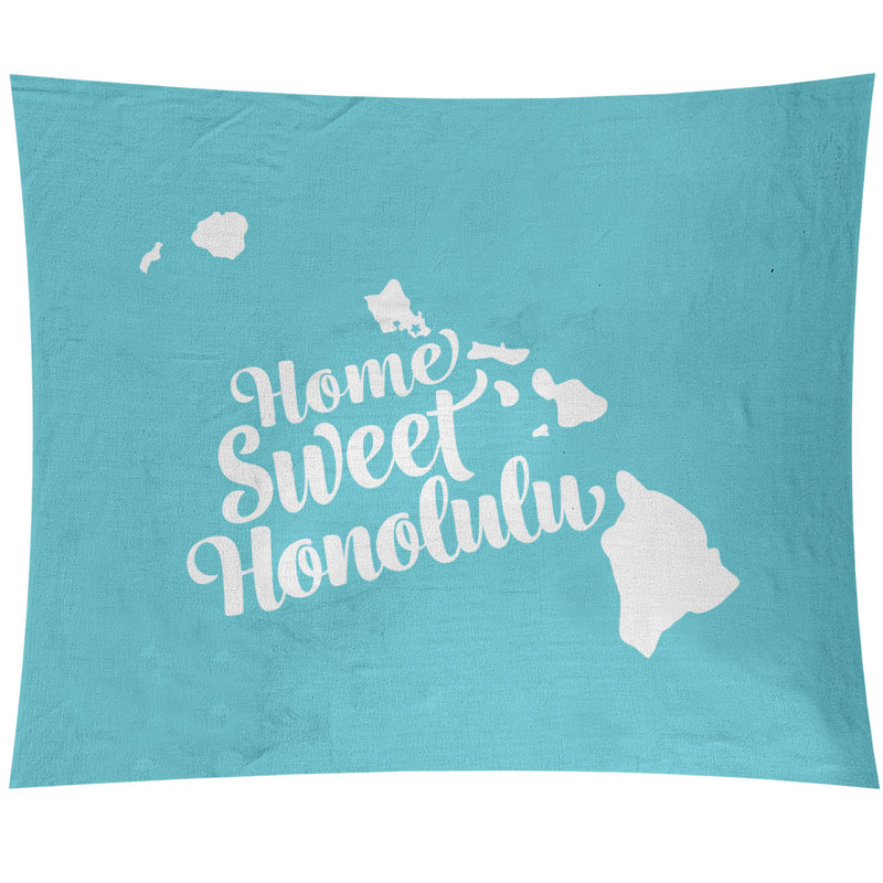 Tapisserie murale honolulu hawaii, H 27,5 po x l 37,5 po, Bleu sarcelle