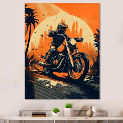 «Moto Roaring Down The Boulevard III», reproduction sur toile