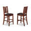 Ensemble bistro 3 pièces à hauteur de comptoir pour petits espaces comprenant une table de salle à manger rectangulaire et 2 chaises rembourrées en similicuir, acajou-1988635361
