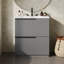 Meuble-lavabo avec lavabo, 2 tiroirs et poignées en métal-381809633
