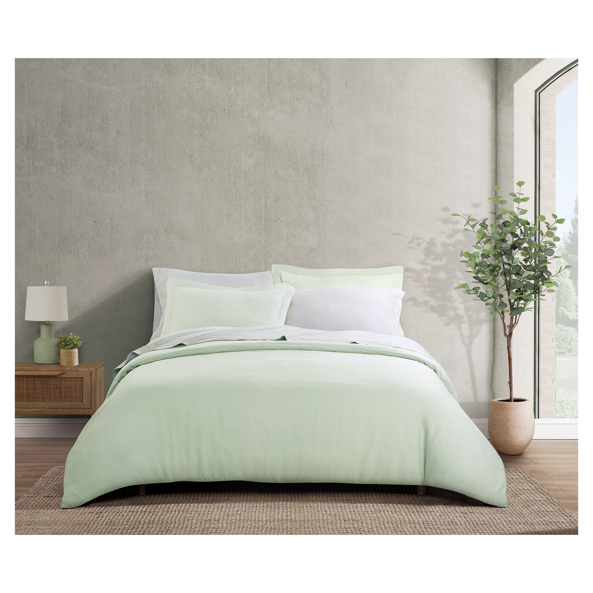 Frazier Modern & Contemporary 100% Linen Duvet Cover, Smoke, King Duvet Cover + 2 King Shams