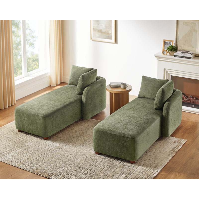 Chaise longue moderne rembourrée (ensemble de 2), Vert