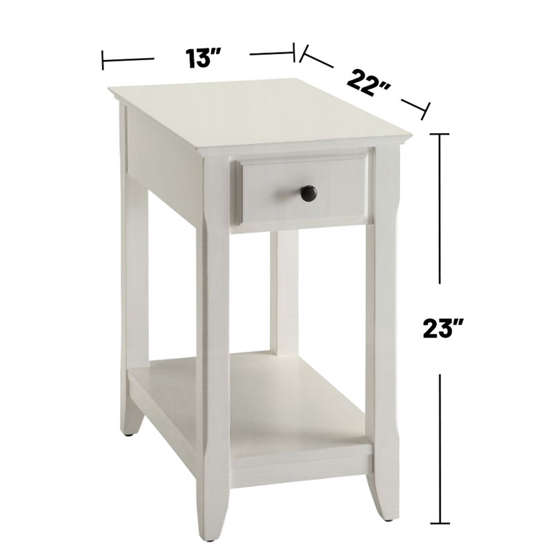 Table d'appoint rectangulaire blanche avec un tiroir et une tablette de rangement, idéale pour le salon principal, tablette ouverte Kd Construction, utilisée dans la pièce principale, style transitionnel * /