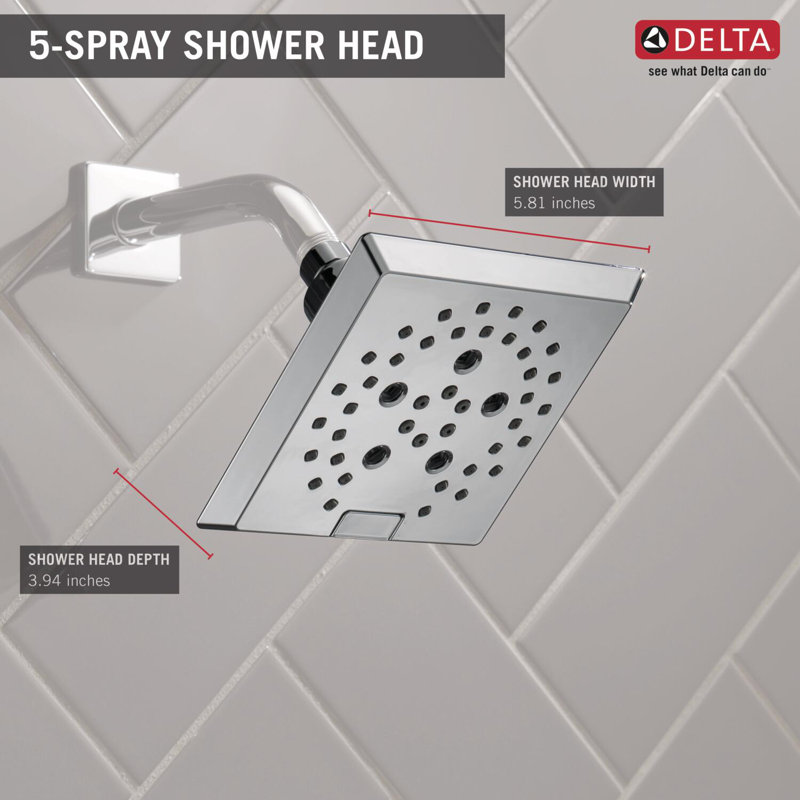 Pomme de douche réglable avec technologie H2Okinetic, Chrome Lumicoat