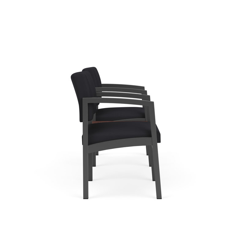Structure tandem 2 places avec table centrale en acier Lenox, Gris anthracite / noyer cacao, Cocoa Walnut