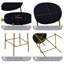 Ensemble de 2 tabourets de bar modernes en velours avec pieds en métal dorés et tabourets de comptoir ronds pour îlot de cuisine, bar personnel (noir)-619592030