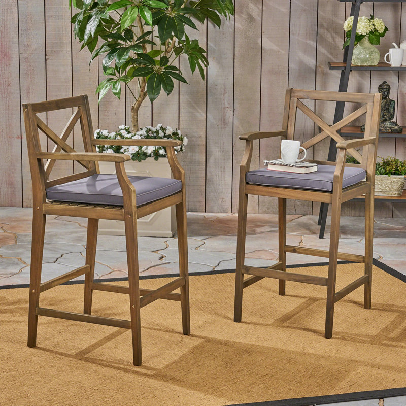 Tabouret Perla, Marron foncé, Gris
