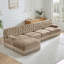 Canapé Chesterfield 135 en L en velours avec jupe à pampilles-940351155