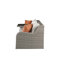 Canapé d'extérieur Salena en tissu beige et osier gris avec 2 coussins et 2 repose-pieds