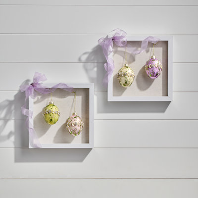 2.5"Glass Jewel Fleurette Egg Ornament 
