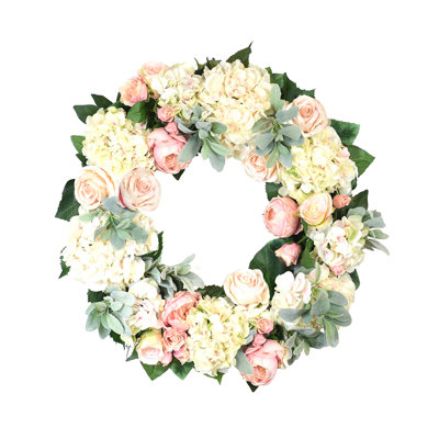 Spring Wreath with Hydrangeas, Peonies and Roses